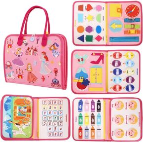 W Busy Board Montessori Toy for Toddler 1-3 Year Old, Educational Activity Sensory Board Preschool Learning Fine Motor Skills Toys, Travel Toys Quiet Book Gift for Kids