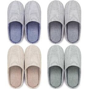 4 Pairs Women's Washable Slippers Cotton Foam Slippers Indoor Outdoor Warm Soft Slip-on Bedroom Sleeping Clog