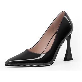 Women's Closed Pointed Toe Stilettos High Heels Pumps Patent Leather Dress Shoes