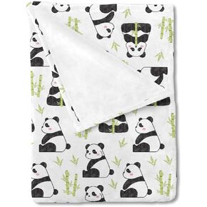 Watercolor Panda Green Leaves Baby Blanket for Girl Boy Cute Bear Soft Receiving Blankets Animal Fannel Swaddle Blanket for Infant Newborn Nursery Toddler Crib Bed Blanket Playmat 30x40