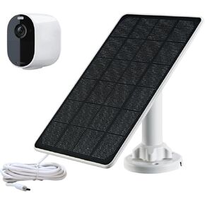 شاحن لوحة شمسية متوافق مع كاميرا Arlo Essential Spotlight/XL Spotlight، كابل شحن مقاوم للماء 3 وات 9.4 قدم مع محول مايكرو ونوع C
