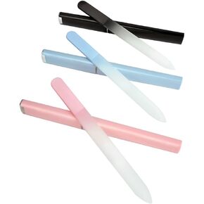 3 Pack Glass Nail Files with Case, Ultra Quality Professional Fingernail Files, Double Sided Premium Nail Filer for Natural Nails, Pedicure Nails, Artificial Nails, Fake Nails