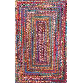 nuLOOM Tammara Bohemian Hand Braided Area Rug, 4x6, Blue