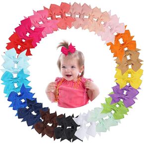 40 Pieces Baby Hair Clips Mini Hair Clips for Girls 2 Inch Grosgrain Ribbon Hair Bows Baby Girls Alligator Hair Barrettes Hair Accessories for Girls Kids Baby Toddlers (20 Colors)
