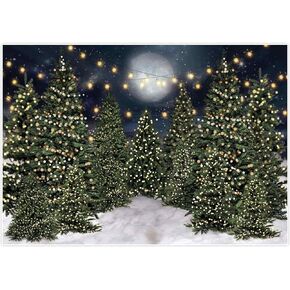 Allenjoy 82" x 59" Christmas Forest Photography Backdrop Winter Wonderland Snow Tree Starry Sky Xmas Photocall Background Happy New Year Party Banner Decor Newborn Baby Photo Shoot Booth Studio Props