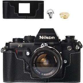 f3 case,Handmade genuine leather camera protective half camera case, for nikon F3 F3AF F3T F3HP (Black)