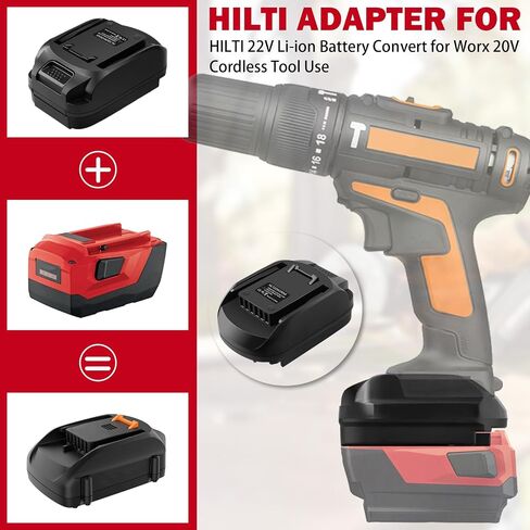 Adapter for Hilti to for Dewalt 20V Tool,for Hilti 22V B22 Battery Convert to for Dewalt 20V MAX Battery DCB204 DCB206 Battery,Work for DEWALT 20V MAX Cordless Drill/Impact Driver Cordless Tool in Saudi Arabia