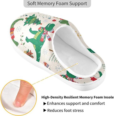 ZOEO House Slippers for Women Girls,Dinosaur Christmas Winter Fuzzy Memory Foam Cozy Shoes for Men Slippers Indoor Outdoor Bedroom in Kuwait
