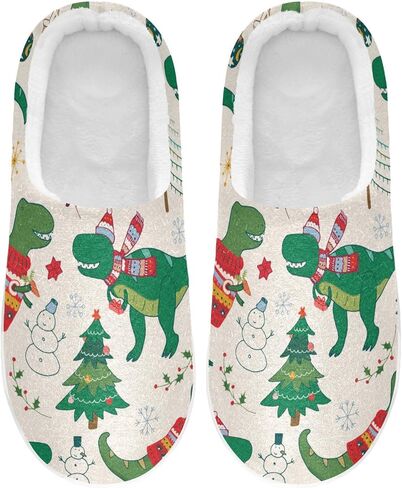 ZOEO House Slippers for Women Girls,Dinosaur Christmas Winter Fuzzy Memory Foam Cozy Shoes for Men Slippers Indoor Outdoor Bedroom in Kuwait