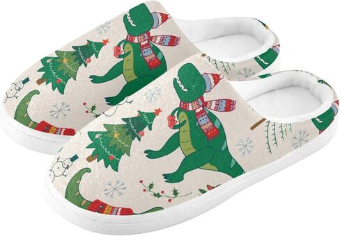 ZOEO House Slippers for Women Girls,Dinosaur Christmas Winter Fuzzy Memory Foam Cozy Shoes for Men Slippers Indoor Outdoor Bedroom in Kuwait