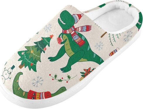 ZOEO House Slippers for Women Girls,Dinosaur Christmas Winter Fuzzy Memory Foam Cozy Shoes for Men Slippers Indoor Outdoor Bedroom in Kuwait