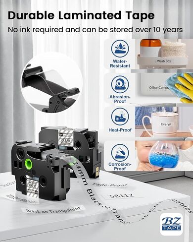 Compatible 24mm Label Tape Compatible with Brother P Touch Tze TZ Tape 24mm 0.94 Laminated Clear TZe-151 TZe151 1 Inch for Ptouch PTD600 PT-P710BT PT-P750W Label Maker, 2 Pack Black on Clear in Saudi Arabia