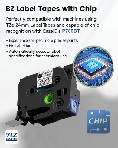 Compatible 24mm Label Tape Compatible with Brother P Touch Tze TZ Tape 24mm 0.94 Laminated Clear TZe-151 TZe151 1 Inch for Ptouch PTD600 PT-P710BT PT-P750W Label Maker, 2 Pack Black on Clear in Saudi Arabia