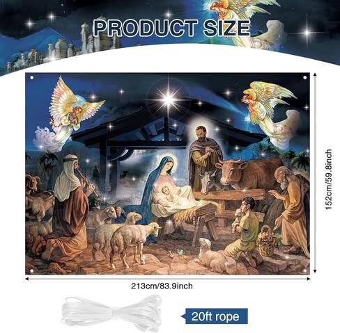 Tatuo 7 x 5 ft Christmas Decoration Christmas Religious Backdrop Holy Nativity Photography Background Christmas Photography Background for Winter Xmas Outdoor Indoor Church Medieval Party Supplies in Saudi Arabia