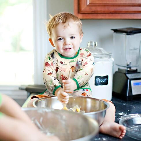 طقم مريلة 3 قطع بأكمام طويلة | مرايل أطفال مقاومة للماء مع حزمة جيب | مريلة للأطفال الصغار بأكمام وجهاز التقاط الفتات in Kuwait