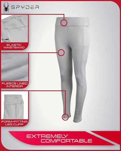 Spyder Women's Leggings - Soft and Cozy Womens Fleece-Lined Tights with Zip Pockets - High-Waisted Leggings for Women (S-XL) in Saudi Arabia