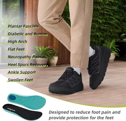 أحذية مشي واسعة للنساء من OrthoComfoot لتقويم العظام لمرضى السكري: أحذية رياضية مريحة كاجوال لدعم قوس القدم والتهاب اللفافة الأخمصية، أحذية عمل لتقويم العظام للتنس ذات قوس عالٍ وأقدام منتفخة لألم الكاحل والكعب in Kuwait