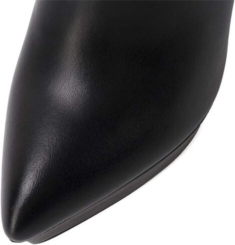 TinaCus حذاء نسائي من الجلد الطبيعي بمقدمة مدببة مصنوع يدويًا بسحاب خلفي وكعب عالٍ أنيق للكاحل in Kuwait