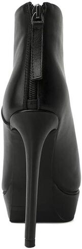 TinaCus حذاء نسائي من الجلد الطبيعي بمقدمة مدببة مصنوع يدويًا بسحاب خلفي وكعب عالٍ أنيق للكاحل in Kuwait