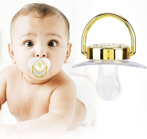 Focket Pacifier Clips Baby Girl, 26 Letter Rhinestone Baby Pacifier with Name Initial Letter, Curved Bling Pacifier for Girl, Newborn Baby Girl Pacifiers Clips, Baby Shower Birthday Gifts (F) in Saudi Arabia