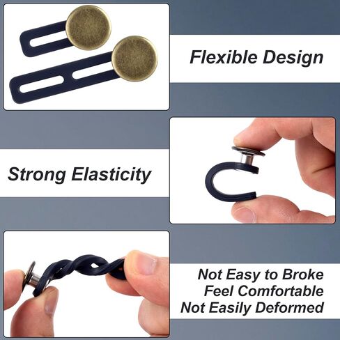 Isslly 10 Pcs Jean Button Extenders, Pants Waist Adjuster, Elastic Waistband Extenders for Tight Jeans, Pants, Waist, No Sew, Easy to Use, 2 Sizes (1.38in, 2.17in) in Kuwait