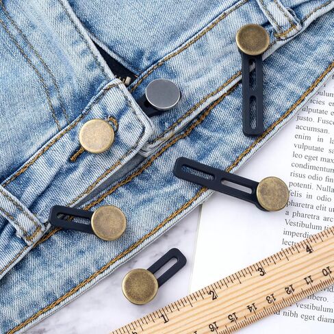 Isslly 10 Pcs Jean Button Extenders, Pants Waist Adjuster, Elastic Waistband Extenders for Tight Jeans, Pants, Waist, No Sew, Easy to Use, 2 Sizes (1.38in, 2.17in) in Kuwait