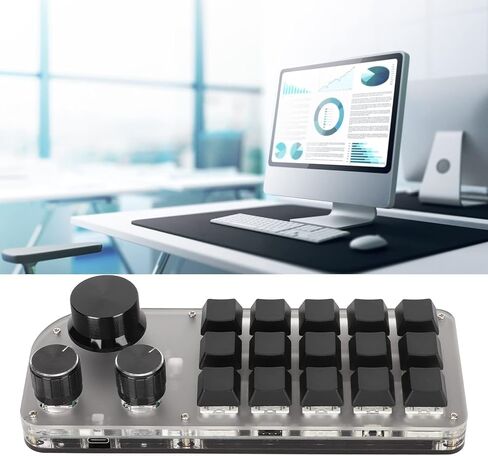 Programmable Keyboard 3 Knobs 15 Keys Portable RGB DIY Mechanical Gaming Keypad One Handed Mechanical Keyboard for Gaming Office Laboratory in Saudi Arabia