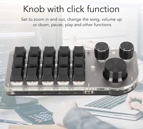 Programmable Keyboard 3 Knobs 15 Keys Portable RGB DIY Mechanical Gaming Keypad One Handed Mechanical Keyboard for Gaming Office Laboratory in Saudi Arabia