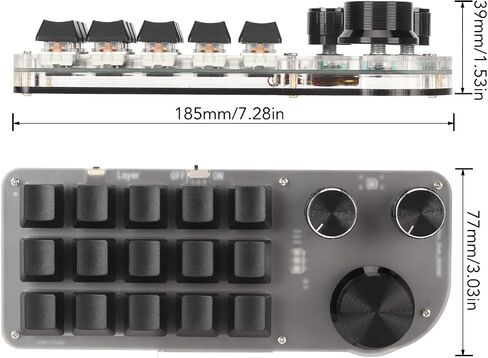 Programmable Keyboard 3 Knobs 15 Keys Portable RGB DIY Mechanical Gaming Keypad One Handed Mechanical Keyboard for Gaming Office Laboratory in Saudi Arabia