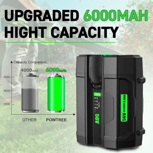 بطارية بديلة POWTREE 56V 6.0Ah لـ EGO Power+ BA2800 BA4200 BA1400 متوافقة مع EGO All Power 56V BA2800T ST1502LB CS1604 LB4800 LB6504 LB5804 HT2400 أدوات البطارية وحامل البطارية in Kuwait