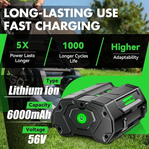 بطارية بديلة POWTREE 56V 6.0Ah لـ EGO Power+ BA2800 BA4200 BA1400 متوافقة مع EGO All Power 56V BA2800T ST1502LB CS1604 LB4800 LB6504 LB5804 HT2400 أدوات البطارية وحامل البطارية in Kuwait