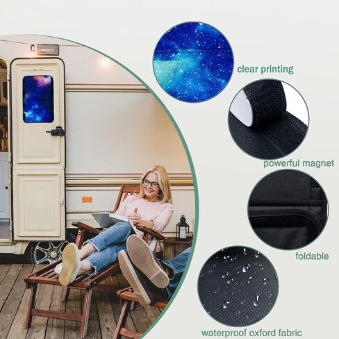 ظل نافذة باب RV، تصميم فريد من نوعه على شكل سمكة المحيط، غطاء نافذة تعتيم RV قابل للطي، حماية 100% من الأشعة فوق البنفسجية غطاء نافذة باب مقطورة التخييم نسيج أكسفورد سميك (سمك) in Saudi Arabia