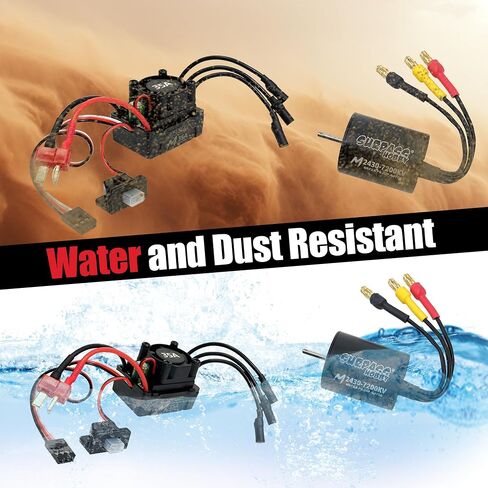 محرك 2435 4800KV بدون فرشاة مع مجموعة 35A ESC، مجموعة محرك بدون مستشعر مقاوم للماء ومجموعة التحكم الكهربائية في السرعة لشاحنات Traxxas 1/18 1/16 1/14 RC in Saudi Arabia