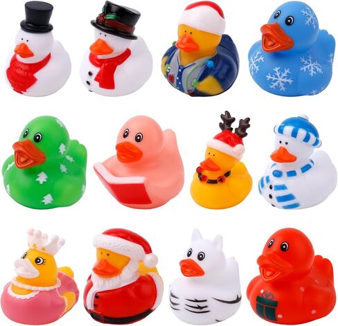 12pcs Christmas Rubber Ducks, Cute Christmas Ducks Assorted Holiday Ducks Baby Showers Duckies Bath Toy Accessories for Kids Christmas Party Favors Gifts Stocking Fillers (Style 3) in Saudi Arabia