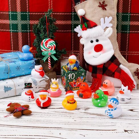 12pcs Christmas Rubber Ducks, Cute Christmas Ducks Assorted Holiday Ducks Baby Showers Duckies Bath Toy Accessories for Kids Christmas Party Favors Gifts Stocking Fillers (Style 3) in Saudi Arabia