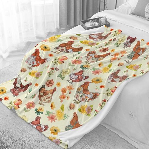 Chickens Floral Toddler Blanket Gifts for Boys Girls, Super Soft Baby Blanket for Infant Newborn Swaddle Blanket Chickens Baby Stuff Gifts Receiving Blanket Chicken Plush Decor 30"x40" in Saudi Arabia