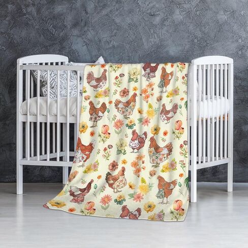 Chickens Floral Toddler Blanket Gifts for Boys Girls, Super Soft Baby Blanket for Infant Newborn Swaddle Blanket Chickens Baby Stuff Gifts Receiving Blanket Chicken Plush Decor 30"x40" in Saudi Arabia