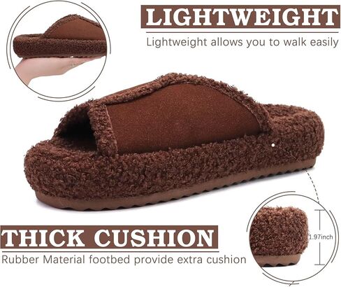 شبشب KuaiLu حريمي مريح من الجلد السويدي الصناعي زغب دافئ وبطانة شيربا دافئة لغرفة النوم للسيدات من إسفنج الذاكرة لتقويم العظام مفتوح عند أصابع القدم ودعم قوس القدم ونعل سميك مبطن للاستخدام الداخلي والخارجي مقاس 6 in Kuwait