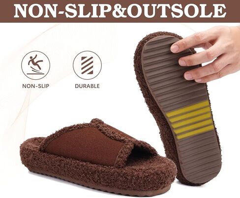 شبشب KuaiLu حريمي مريح من الجلد السويدي الصناعي زغب دافئ وبطانة شيربا دافئة لغرفة النوم للسيدات من إسفنج الذاكرة لتقويم العظام مفتوح عند أصابع القدم ودعم قوس القدم ونعل سميك مبطن للاستخدام الداخلي والخارجي مقاس 6 in Kuwait