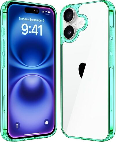 JJGoo Compatiable with iPhone 16 Plus Case Clear, Transparent Shockproof Phone Case, Slim Anti-Scratch Hard PC Back Protective Cover Bumper Phone Case for iPhone 16 Plus 6.7-Inch, Clear in Kuwait