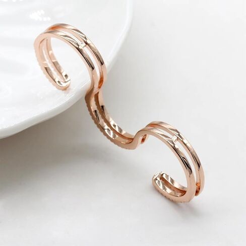 Exquisite micro-inlaid three-finger women's ring Adjustable size ring with AAA cubic zirconia classic women's finger ring, ins trendy and cool niche design, cool style, fashionable personality, light luxury tail ring in Saudi Arabia