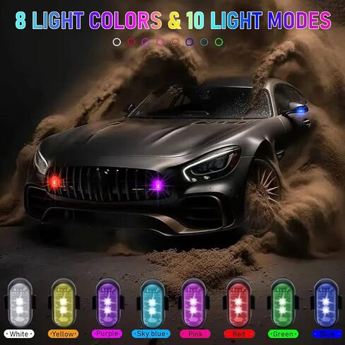 ضوء LED بدون طيار، أضواء LED القوية، 8 ألوان USB مضادة للتصادم، فلاش LED قابل لإعادة الشحن، للطيران الليلي بدون طيار، يناسب DJI Mini 4 Pro، Avata 2، Mini 4k وجميع ملحقات طائرات RC بدون طيار. (4 قطع) in Kuwait
