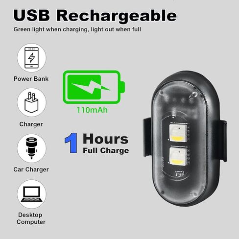 ضوء LED بدون طيار، أضواء LED القوية، 8 ألوان USB مضادة للتصادم، فلاش LED قابل لإعادة الشحن، للطيران الليلي بدون طيار، يناسب DJI Mini 4 Pro، Avata 2، Mini 4k وجميع ملحقات طائرات RC بدون طيار. (4 قطع) in Kuwait