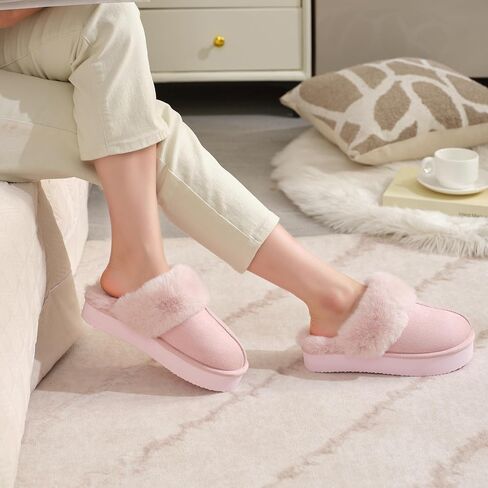 SNOWDROP Women's Platform Slippers, Thick Sole Cozy Fluffy Plush Lining, Indoor Outdoor Non-Slip House Shoes in Saudi Arabia