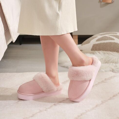 SNOWDROP Women's Platform Slippers, Thick Sole Cozy Fluffy Plush Lining, Indoor Outdoor Non-Slip House Shoes in Saudi Arabia