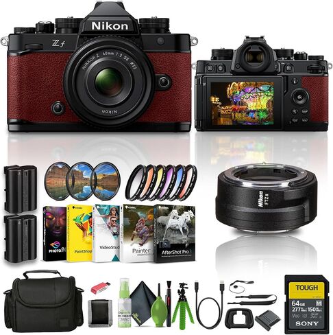 Nikon Zf 24.5MP 4K Video Recording Mirrorless Camera (Red) with NIKKOR Z 40mm f/2 (SE) Lens + FTZ II Adapter + 64GB Memory Card + Filter Kit + Bag + EN-EL15c Battery + More in Saudi Arabia
