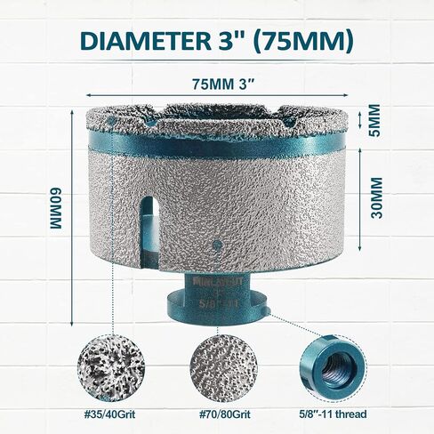 لقمة طحن إصبع الماس 50 مم مثقاب البلاط 2 بوصة لحفر وتوسيع ثقوب الطحن في بلاط البورسلين والجرانيت والرخام والسيراميك in Kuwait