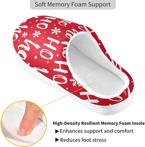 ZOEO House Slippers for Women Girls,Santa Claus Laugh Hohoho Letter Winter Fuzzy Memory Foam Cozy Shoes for Men Slippers Indoor Outdoor Bedroom in Kuwait