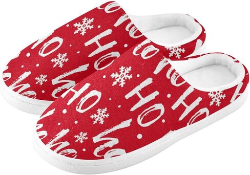 ZOEO House Slippers for Women Girls,Santa Claus Laugh Hohoho Letter Winter Fuzzy Memory Foam Cozy Shoes for Men Slippers Indoor Outdoor Bedroom in Kuwait