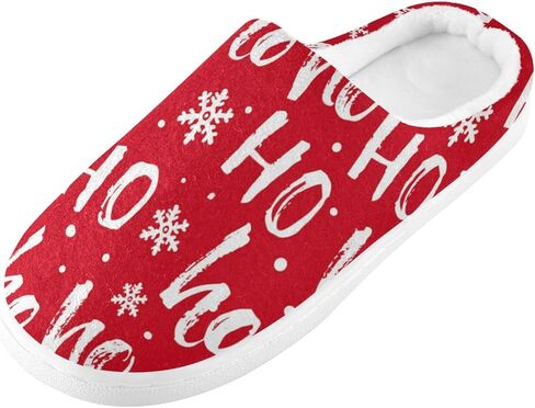 ZOEO House Slippers for Women Girls,Santa Claus Laugh Hohoho Letter Winter Fuzzy Memory Foam Cozy Shoes for Men Slippers Indoor Outdoor Bedroom in Kuwait